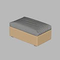 Modern Woven Ottoman with Gray Cushion and Beige Rattan Base Design