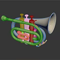 Golden Brass Cornet Musical Instrument With Shiny Finish And Intricate Design Details