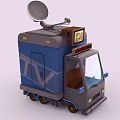 Mobile TV Broadcast Vehicle Equipped with Satellite Dish and Electronic Appliances