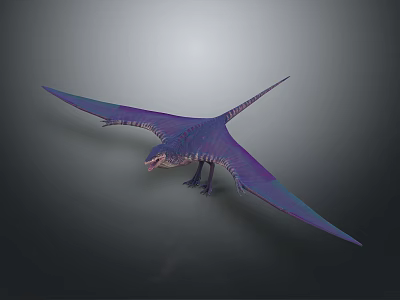 Purple And Blue Pterosaur 3D Model With Large Spread Wings And Detailed Texture 3d model