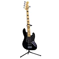 Black Electric Bass Guitar on Tripod Stand for Musical Instrument