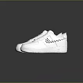 White Sneakers With Black Dot Pattern On Side And Perforated Toe Box For Casual Style 3d model