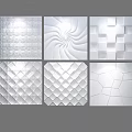 White Textured Background Wall Designs With Geometric Spiral Diamond And Square Patterns 3d model