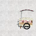 Healthy Food Cart With Red And White Striped Awning For Mobile Street Vending Business