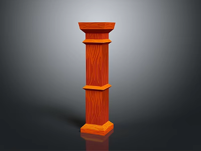 Stunning Scenery With Red Wooden Layered Column Against Gray Background 3d model