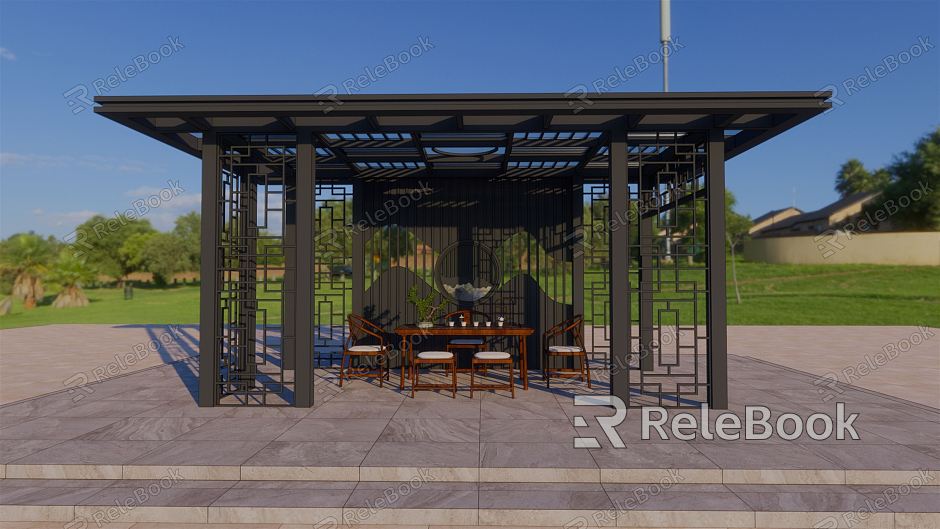 New Chinese Style Pavilion Aluminum Art Pavilion model