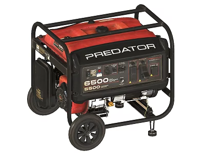 Predator 6500 Industrial Portable Generator With Wheeled Frame And Red Black Design 3d model