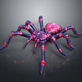 Vibrant Purple Pink Spider With Red Glowing Legs 3D Model On Dark Background