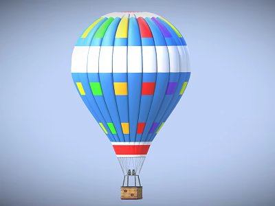 Colorful Hot Air Balloon With Vibrant Colored Panels And White Stripes 3d model