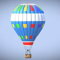 Colorful Hot Air Balloon With Vibrant Colored Panels And White Stripes