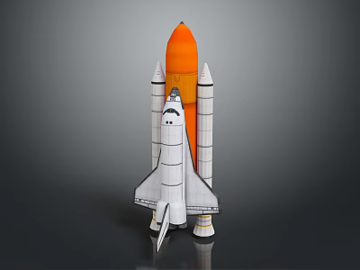 Detailed Space Shuttle Model With Orange External Tank White Orbiter And Solid Rocket Boosters 3d model