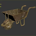 Old Rusty Metal Wheelbarrow Featuring Single Wheel And Worn Handles