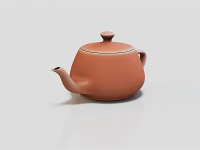 Minimalist Terracotta Clay Teapot With Smooth Surface Curved Spout And Lid For Tea Ceremony 3d model