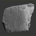 Decorative Stone with Intricate Spiral Carvings and Wooden Stand Display Piece