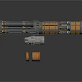 Detailed Large Cylindrical Mechanical Component With Small Metallic And Wooden Parts