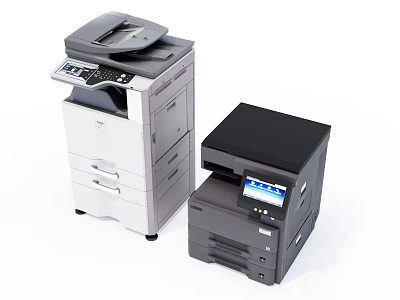 Efficient Modern Office Electronics Multifunctional Printers And Copiers With Display Screens 3d model