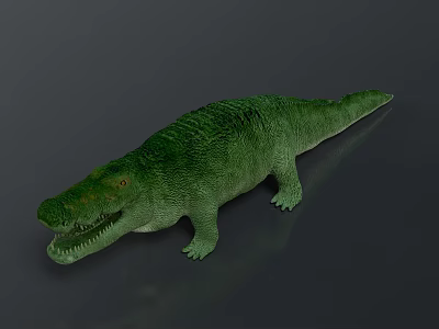 Realistic Green Crocodile 3D Model With Detailed Skin Texture And Open Mouth 3d model