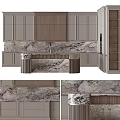 Modern Kitchen Cabinets With Marble Countertops 3d model