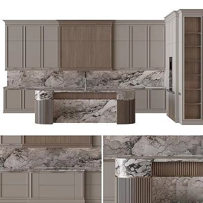 Modern Kitchen Cabinets With Marble Countertops 3d model