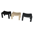 Modern Minimalist Stools With Black Leather And Wooden Legs For Home Interior