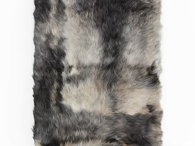 Square Faux Fur Rug With Soft Gray Black And Light Gray Plush Texture 3d model