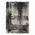 Square Faux Fur Rug With Soft Gray Black And Light Gray Plush Texture