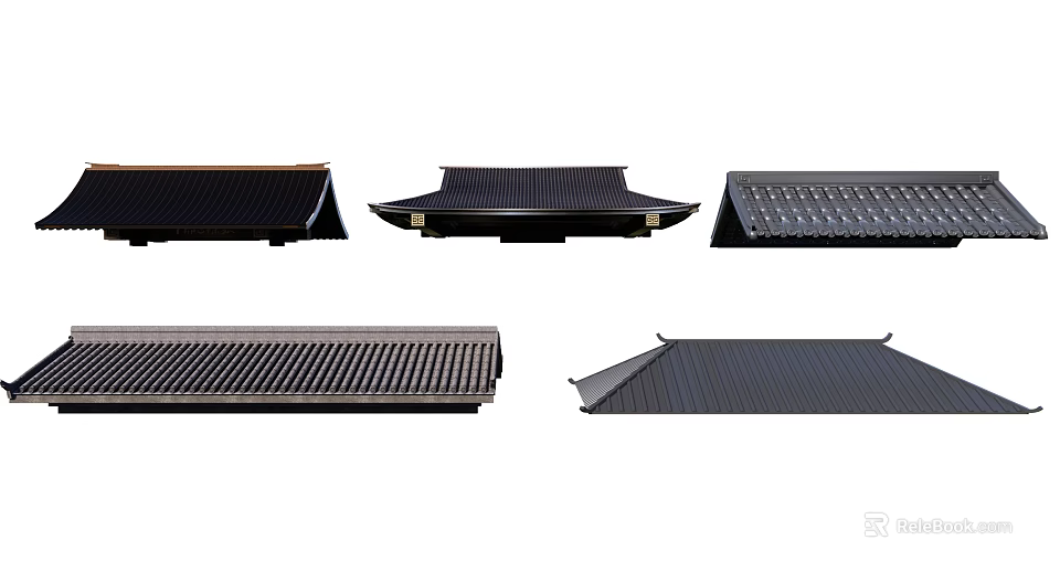 Different Roof Components Featuring Various Traditional And Modern Tile Designs 3d model