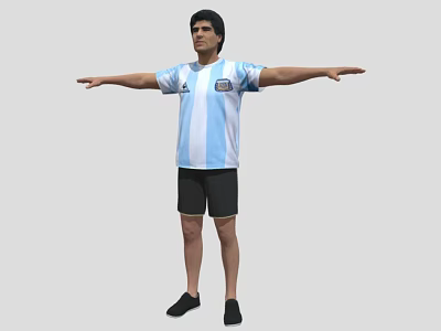 Man Wearing Blue And White Striped Argentina Jersey Standing With Arms Outstretched 3d model