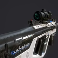 Futuristic White And Black Weapon Featuring Tactical Scope Advanced Design And Ergonomic Grip