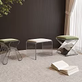 Modern Transparent Frame Stools With Different Colored Cushions In Cozy Indoor Space 3d model