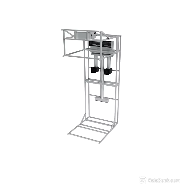 Industrial Metal Frame Equipment Stand With Control Panel And Multi Layer Structure 3d model 