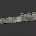 Ancient Stone Structure Natural Landscape With Moss Covered Rocks Leaf Covered Ground And Sunlight 3d model