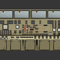 Industrial Control Panel With Multiple Panels Gauges Buttons Switches And Indicators