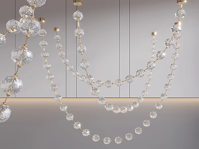 Elegant Crystal Chandelier Design With Gold Accents And Hanging Crystal Chains 3d model