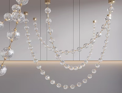 Elegant Crystal Chandelier Design With Gold Accents And Hanging Crystal Chains 3d model