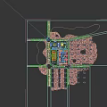 Urban Aerial Planning Design With High-Rise Buildings Plaza Waterbody And Greenery