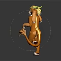 3D Lion Character Model With Yellow Mane Brown Body White Paws And Tail