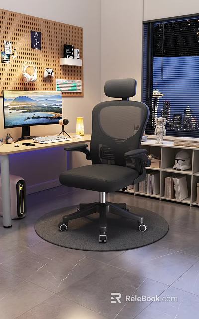 Ergonomic Office Chair With Mesh Back Adjustable Headrest For Home Office Computer Desk Setup 3d model 