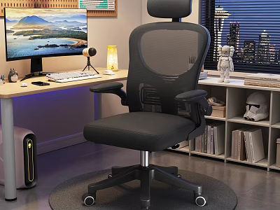 Ergonomic Office Chair With Mesh Back Adjustable Headrest For Home Office Computer Desk Setup 3d model