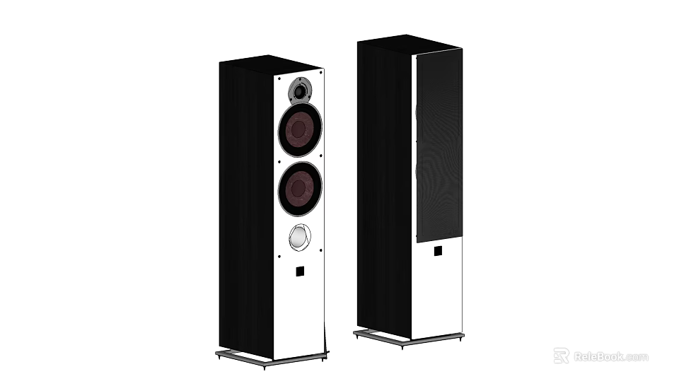 High Quality Floor Standing Speakers Design With Black Wooden Finish And Multiple Drivers 3d model 