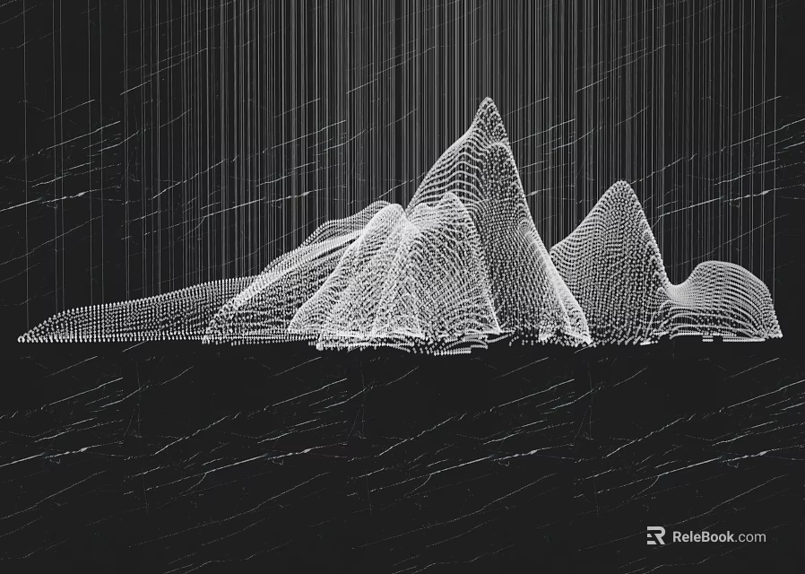 Modern Crystal Chandelier With Mountain Inspired Linear Mesh Design For Interior 3d model 
