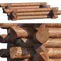 Natural Wooden Log Construction Components With Stacked Design And Rustic Texture 3d model