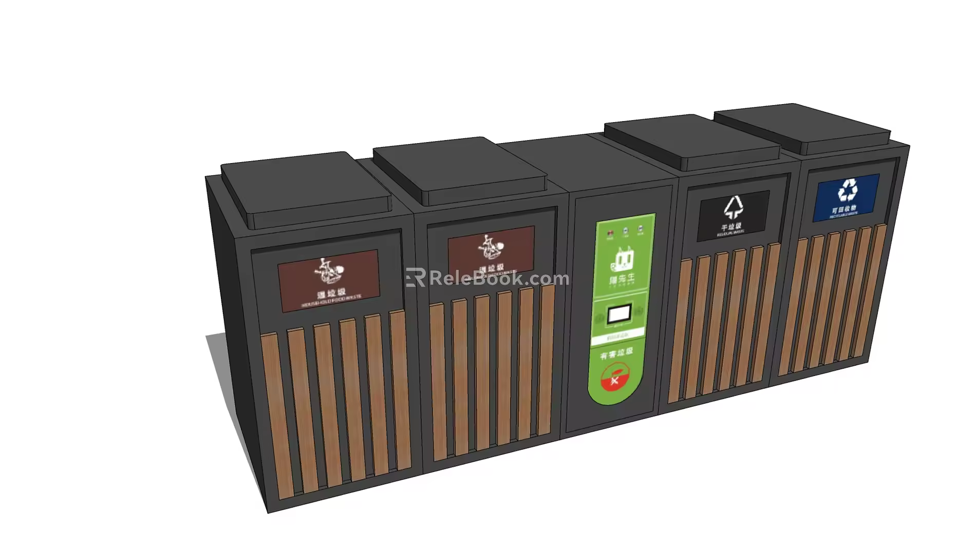 Modern trash can garbage sorting station garbage bin garbage room sorting bin 3d model