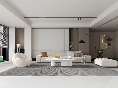 Modern Living Room Interior Design With White Sofa Coffee Table And Area Rug 3d model