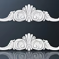 White Carved Decorative Ornament With Intricate Scroll Patterns And Symmetrical Design 3d model