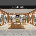 Louis XIII Clothing Store Interior With Mannequins Display Racks And Marble Flooring