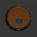 Wooden Barrel With Metal Hoops Lock And Decorative Metal Fittings