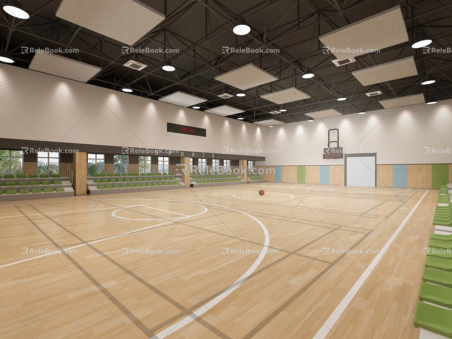 Modern Basketball Hall Primary and Middle School Basketball Hall 3d model