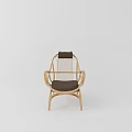 Elegant Natural Rattan Leisure Armchair With Soft Dark Seat Cushion And Cozy Head Rest