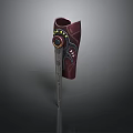 Fantasy Character Creature Battle Axe With Maroon Handle Black Patterns And Yellow Dots 3d model